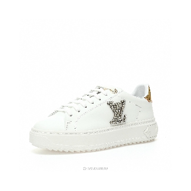 Louis Vuitton LV Time Out "White with Gold Rhinestone Logo" 1AAW0C Sneakers