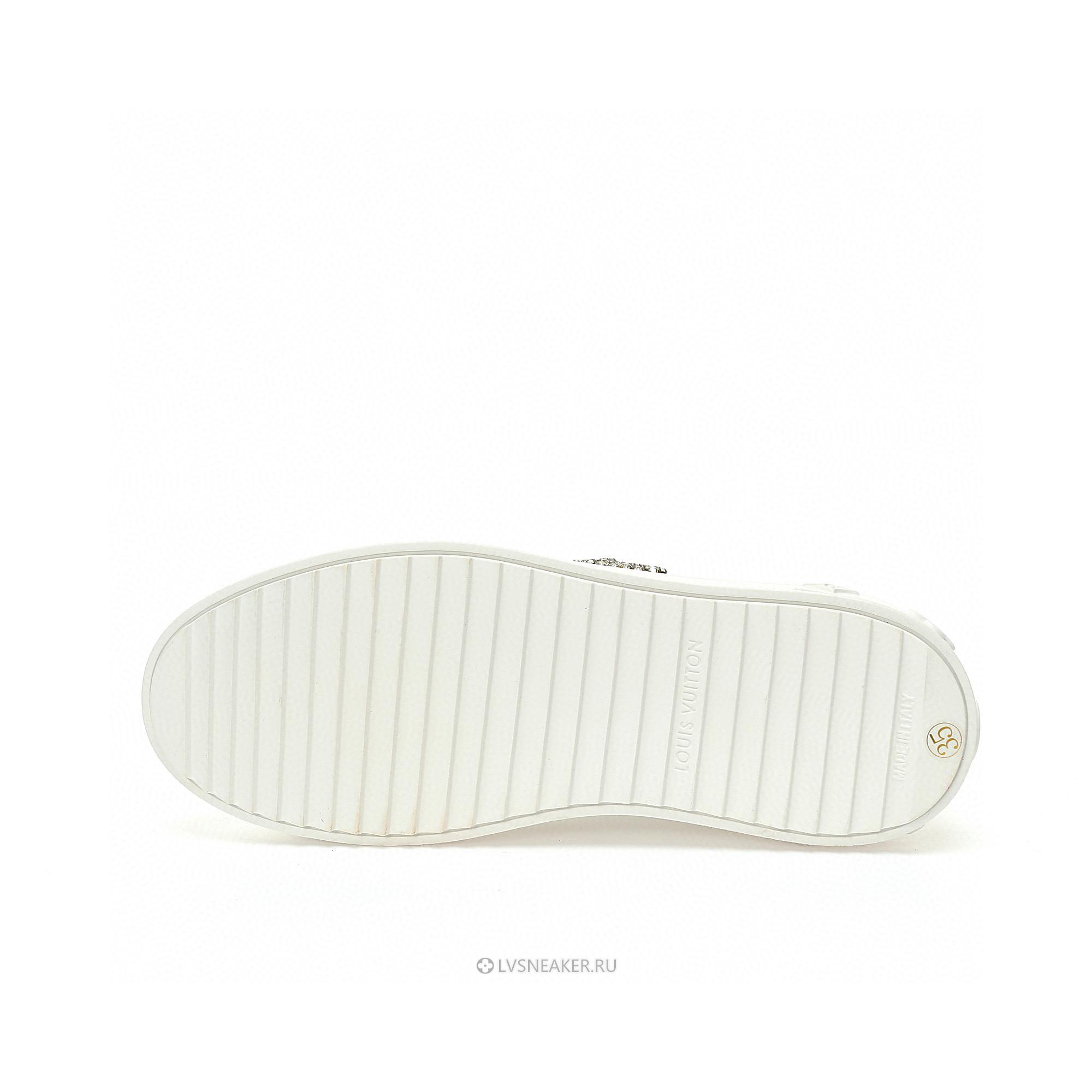 Louis Vuitton LV Time Out "White with Gold Rhinestone Logo" 1AAW0C Sneakers