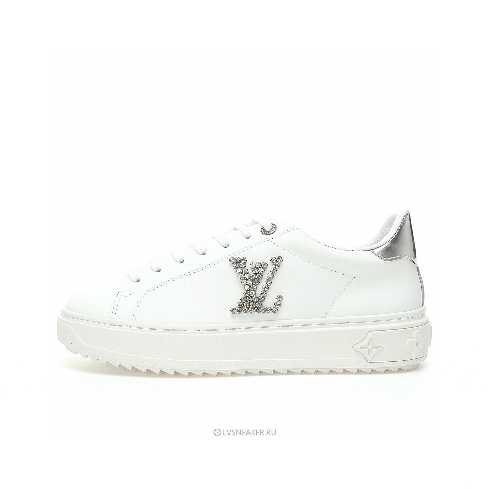 Louis Vuitton LV Time Out "White with Silver Rhinestone Logo" 1AAW10 Sneakers