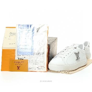 Louis Vuitton LV Time Out "White with Silver Rhinestone Logo" 1AAW10 Sneakers