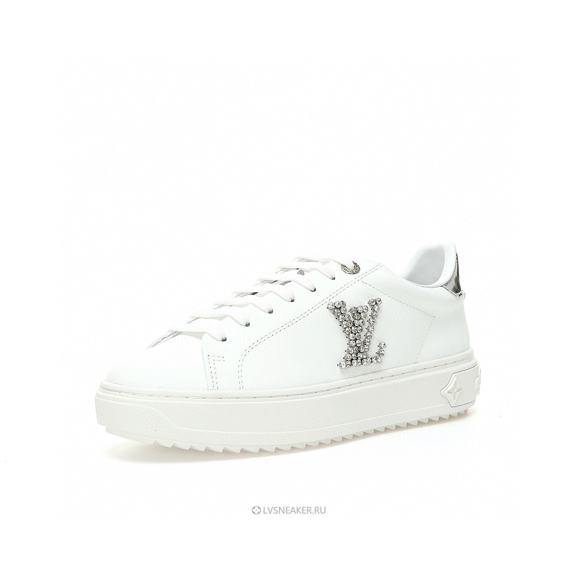 Louis Vuitton LV Time Out "White with Silver Rhinestone Logo" 1AAW10 Sneakers