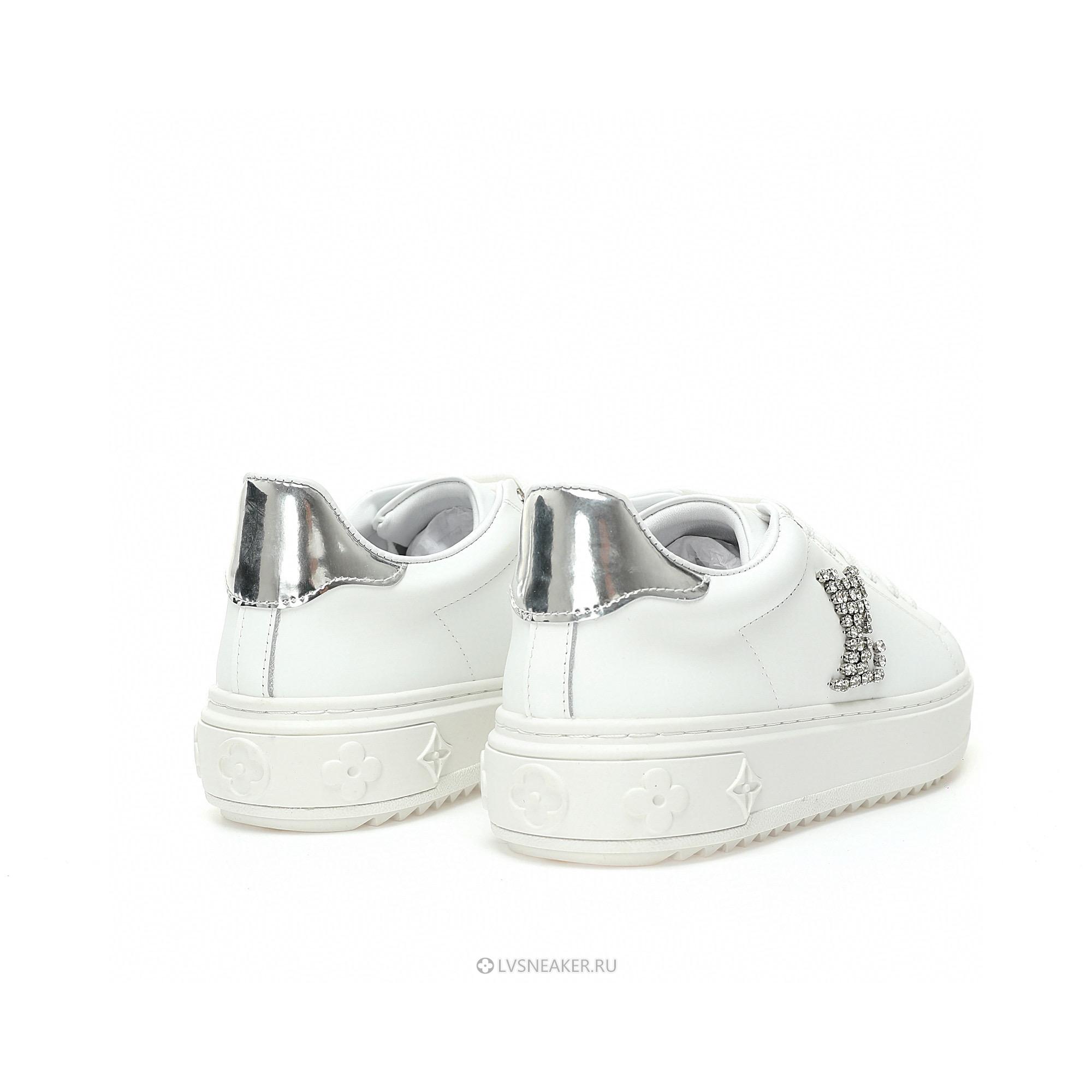 Louis Vuitton LV Time Out "White with Silver Rhinestone Logo" 1AAW10 Sneakers