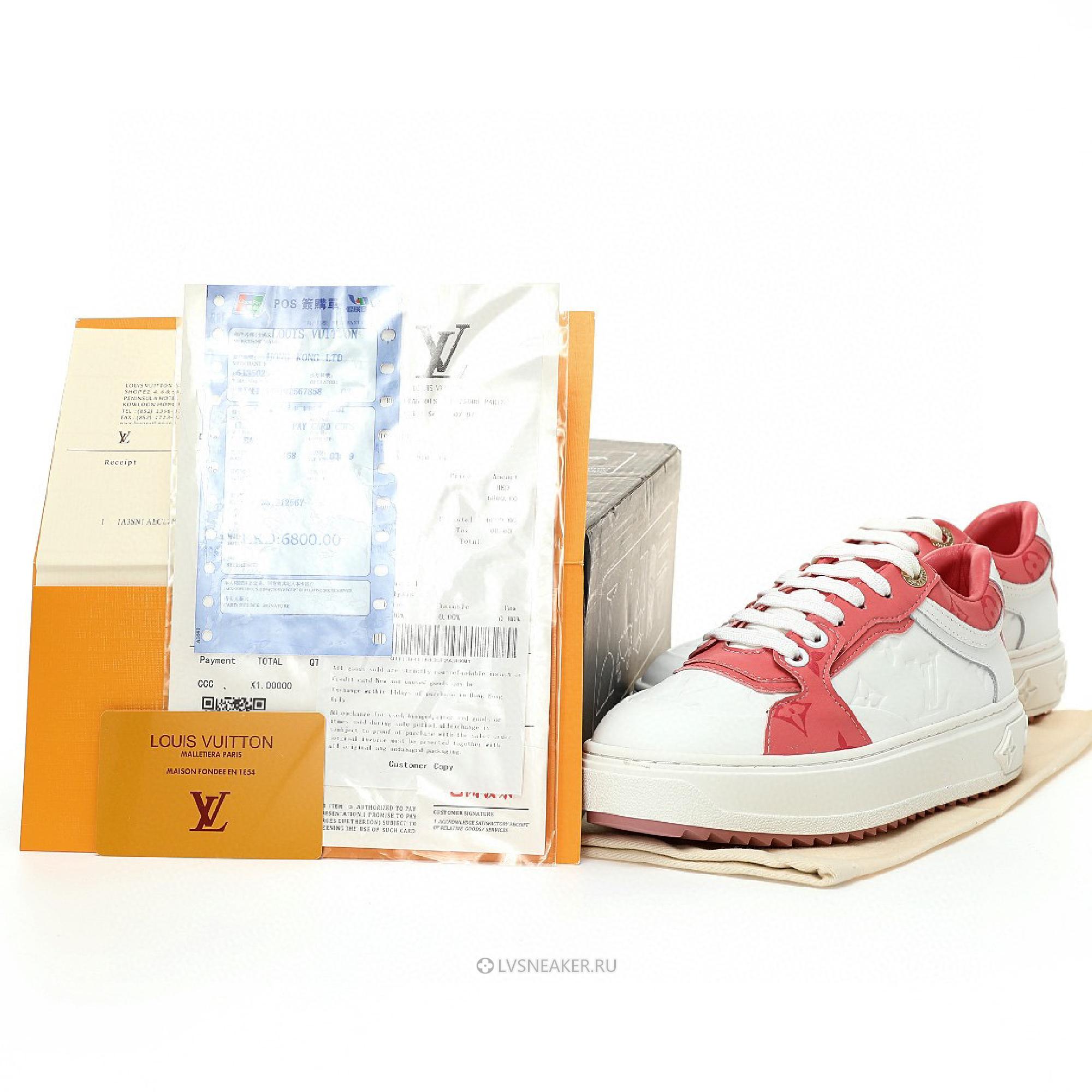 Louis Vuitton LV Time Out "White and Pink Monogram" 1AB33E-2 Sneakers